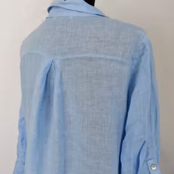 Lång skjortklänning i linne HIMMELBLÅ