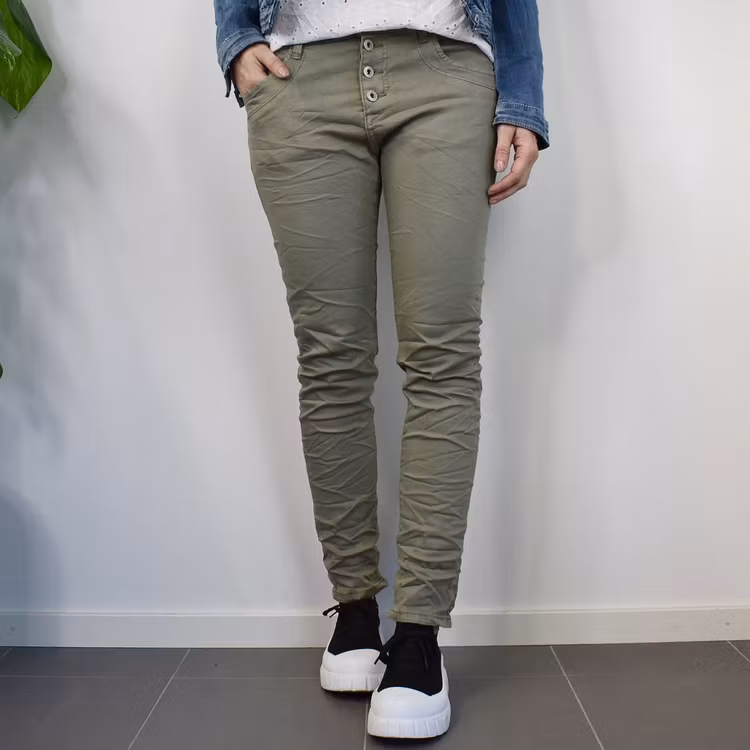 Jeans med knappar LJUS KAKI - Place du Jour