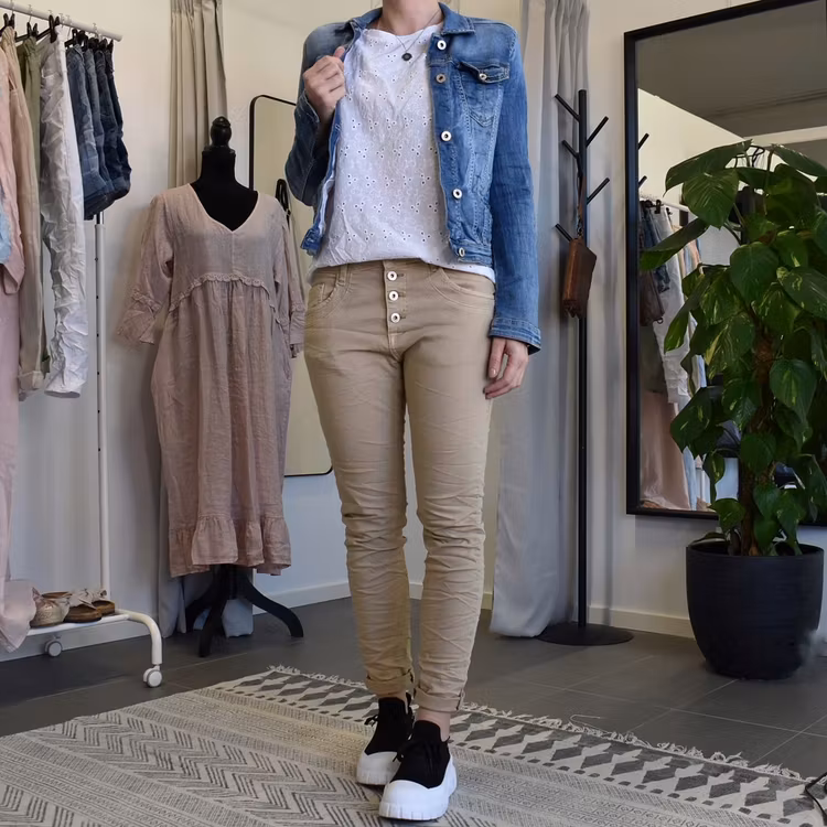 Jeans med knappar LJUS CAMEL - Place du Jour