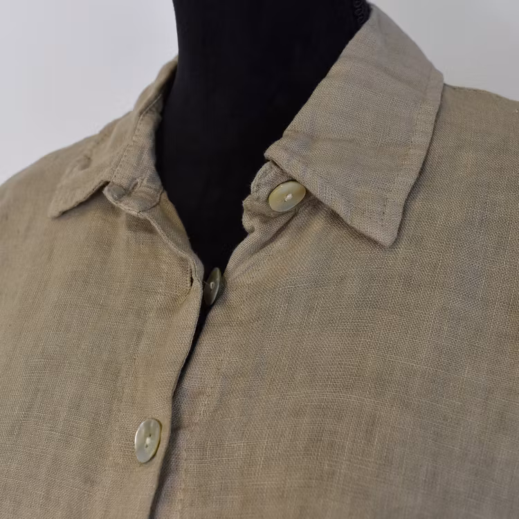 Kort skjortklänning i linne TAUPE