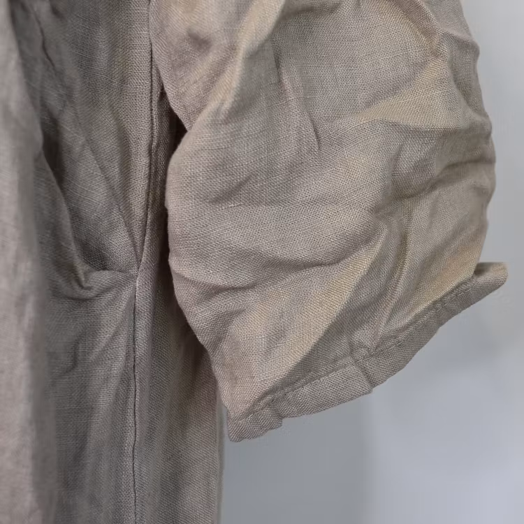 Kort skjortklänning i linne TAUPE