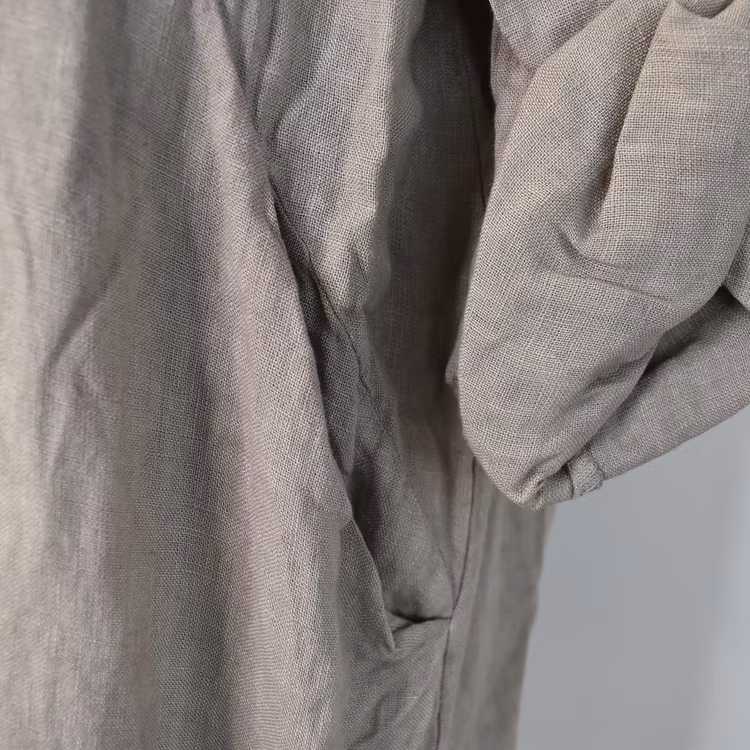 Kort skjortklänning i linne TAUPE
