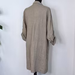 Kort skjortklänning i linne TAUPE
