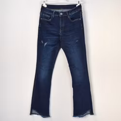 Jeans Shortcut med fransar SLITEN MÖRK BLÅ - 3D Denim