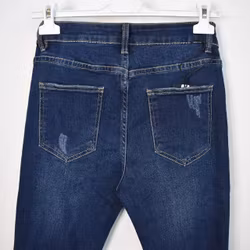 Jeans Shortcut med fransar SLITEN MÖRK BLÅ - 3D Denim