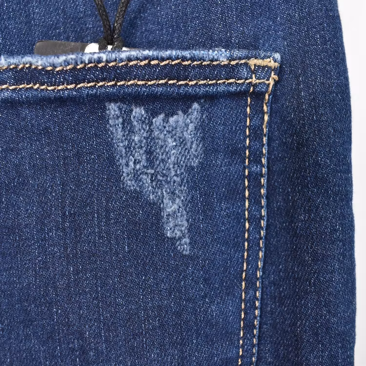Jeans Shortcut med fransar SLITEN MÖRK BLÅ - 3D Denim
