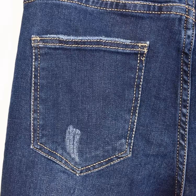 Jeans Shortcut med fransar SLITEN MÖRK BLÅ - 3D Denim