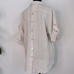 Linneskjorta med knappar BEIGE