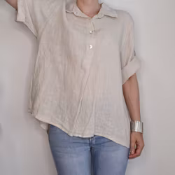 Linneskjorta med knappar BEIGE