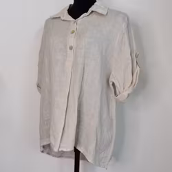 Linneskjorta med knappar BEIGE