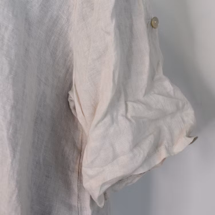 Linneskjorta med knappar BEIGE