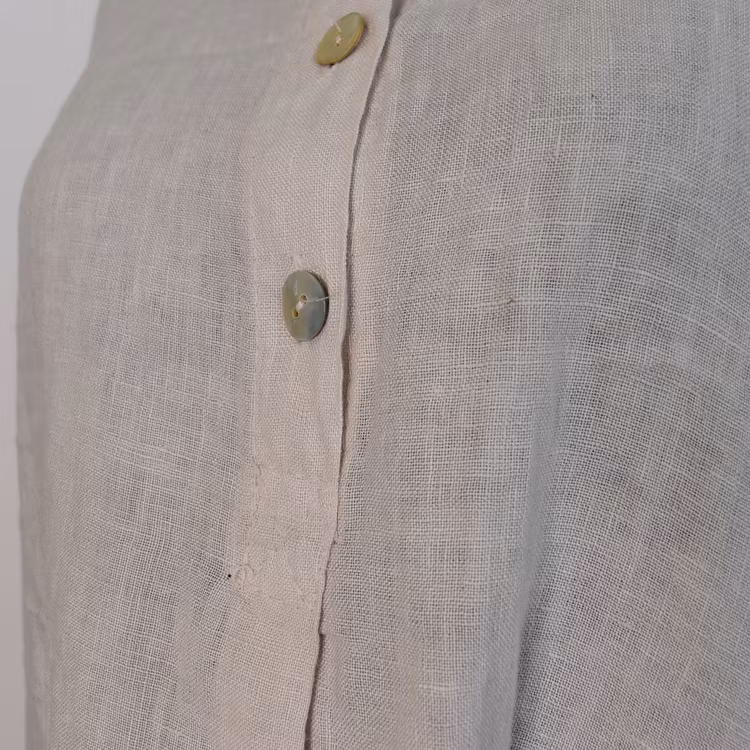 Linneskjorta med knappar BEIGE