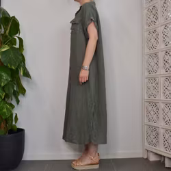 Skjortklänning i linne KAKI