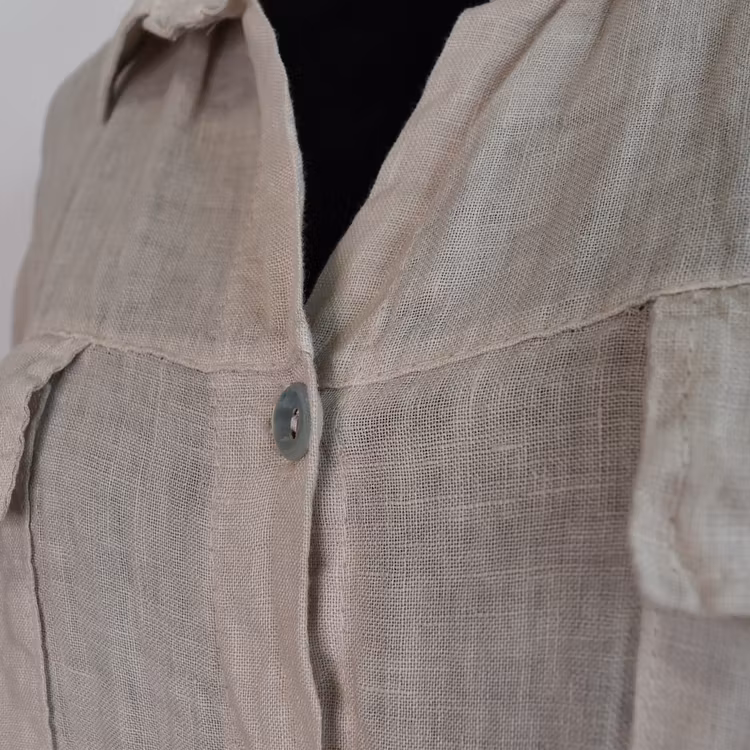 Skjortklänning i linne BEIGE