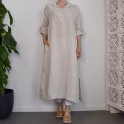Skjortklänning med fickor BEIGE