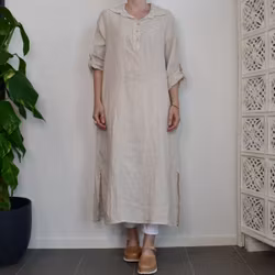 Skjortklänning med fickor BEIGE