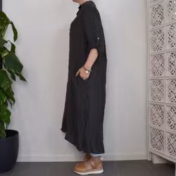 Skjortklänning med fickor ANTRACIT