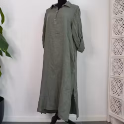 Skjortklänning med fickor KAKI