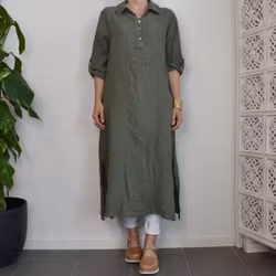 Skjortklänning med fickor KAKI