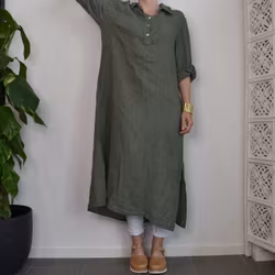 Skjortklänning med fickor KAKI