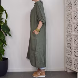 Skjortklänning med fickor KAKI