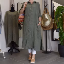 Skjortklänning med fickor KAKI