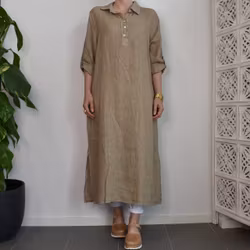 Skjortklänning med fickor TAUPE