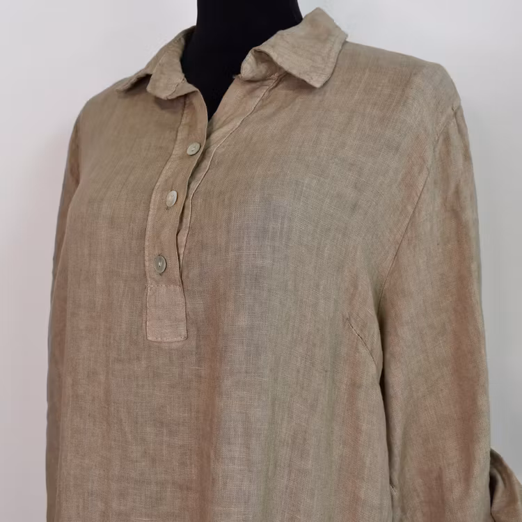 Skjortklänning med fickor TAUPE