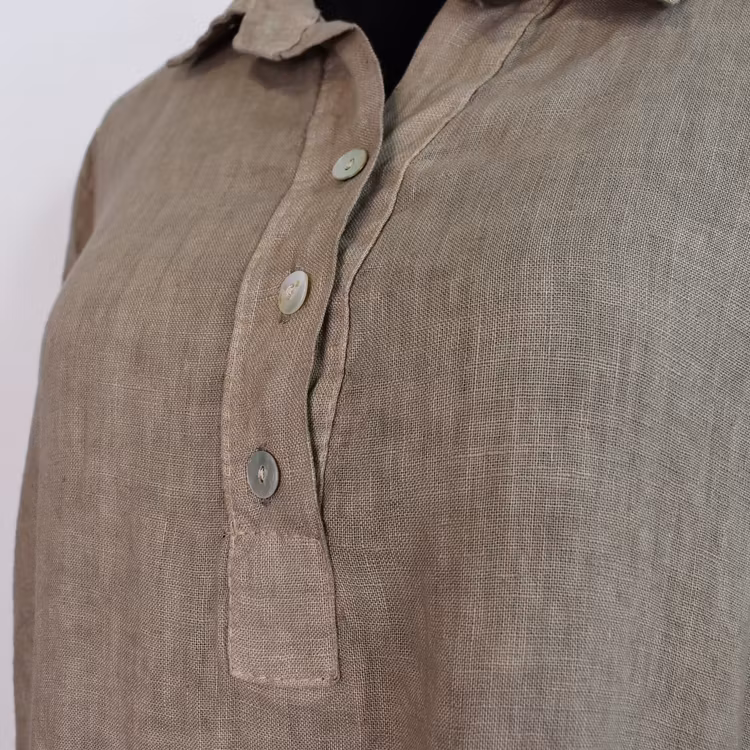 Skjortklänning med fickor TAUPE