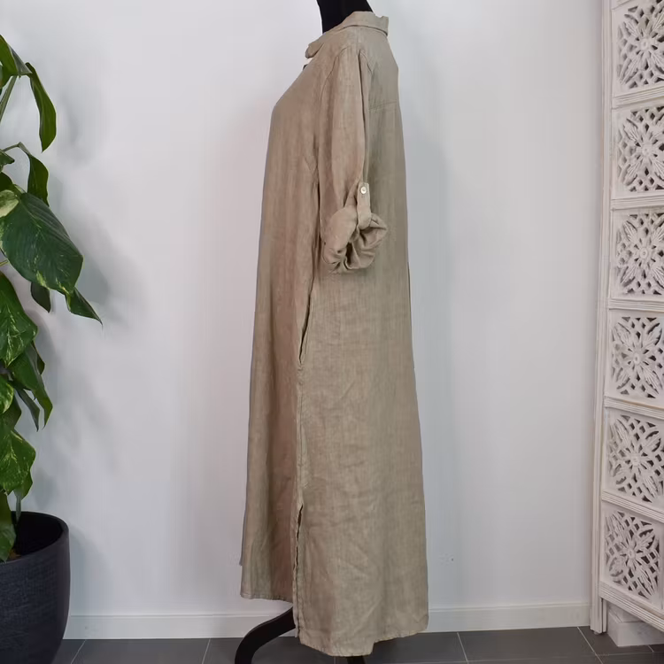 Skjortklänning med fickor TAUPE