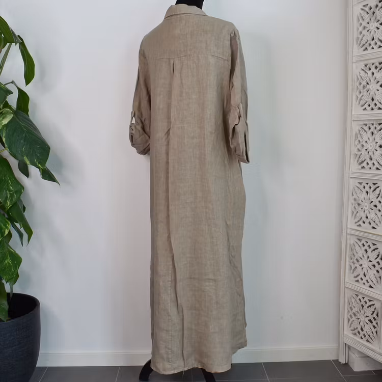 Skjortklänning med fickor TAUPE