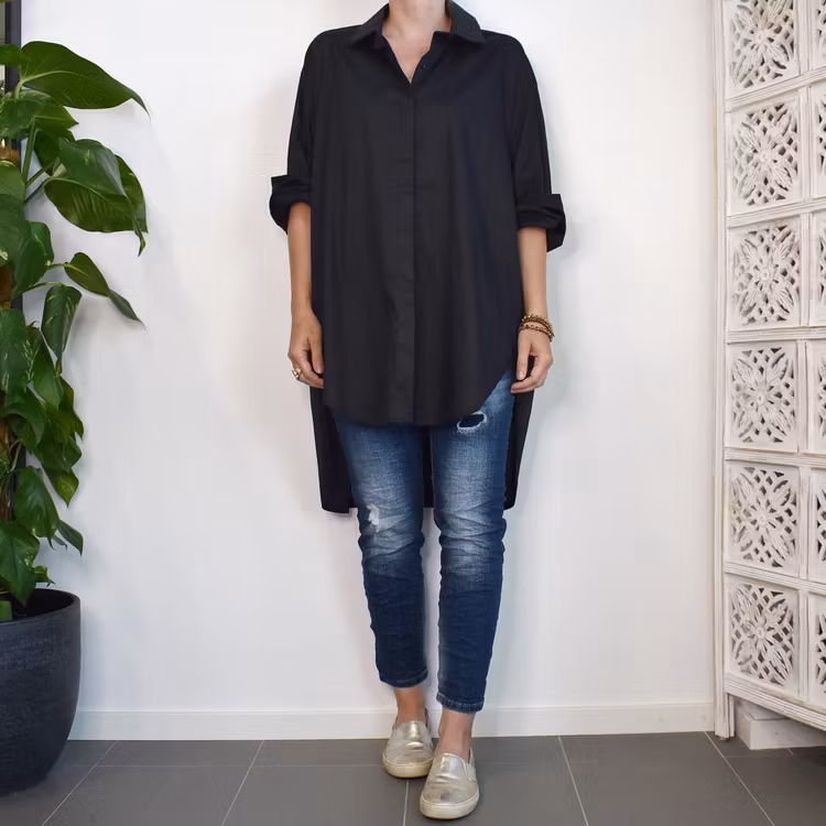 Storskjorta Bomull SVART