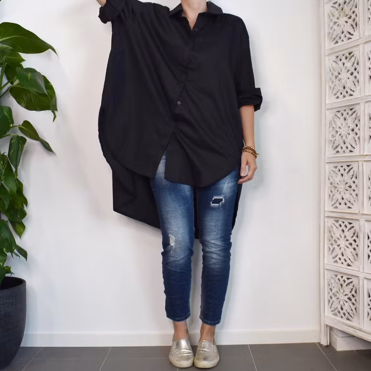 Storskjorta Bomull SVART