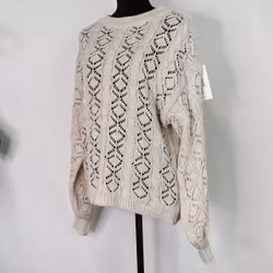 Stickad tröja Mönstrad BEIGE