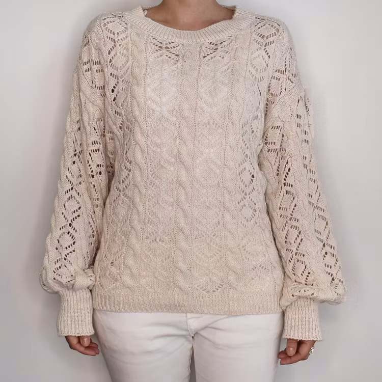 Stickad tröja Mönstrad BEIGE