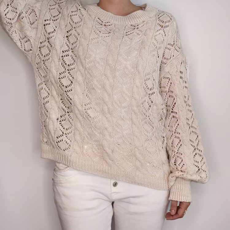 Stickad tröja Mönstrad BEIGE