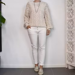 Stickad tröja Mönstrad BEIGE