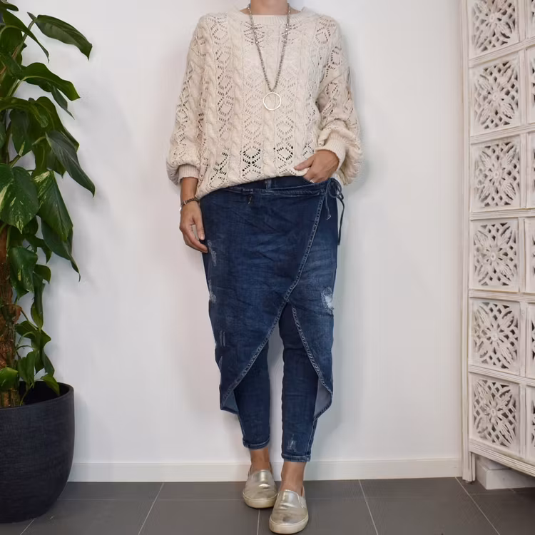 Stickad tröja Mönstrad BEIGE
