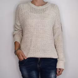 Mönsterstickad tröja BEIGE