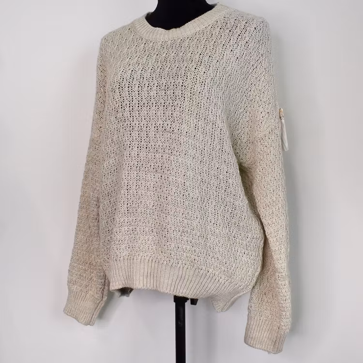 Mönsterstickad tröja BEIGE