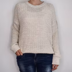 Mönsterstickad tröja BEIGE