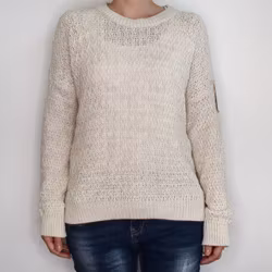 Mönsterstickad tröja BEIGE