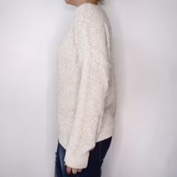 Mönsterstickad tröja BEIGE