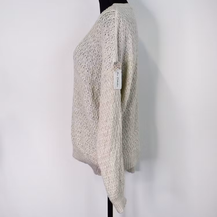 Mönsterstickad tröja BEIGE