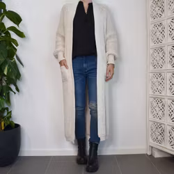 Lång Stickad Kofta Over Sized BEIGE