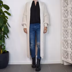 Lång Stickad Kofta Over Sized BEIGE