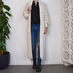 Lång Stickad Kofta Over Sized BEIGE
