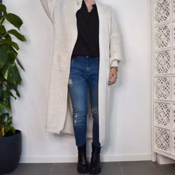 Lång Stickad Kofta Over Sized BEIGE