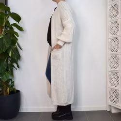 Lång Stickad Kofta Over Sized BEIGE