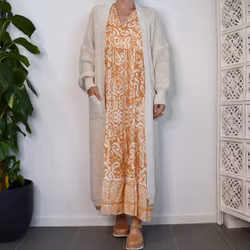 Lång Stickad Kofta Over Sized BEIGE